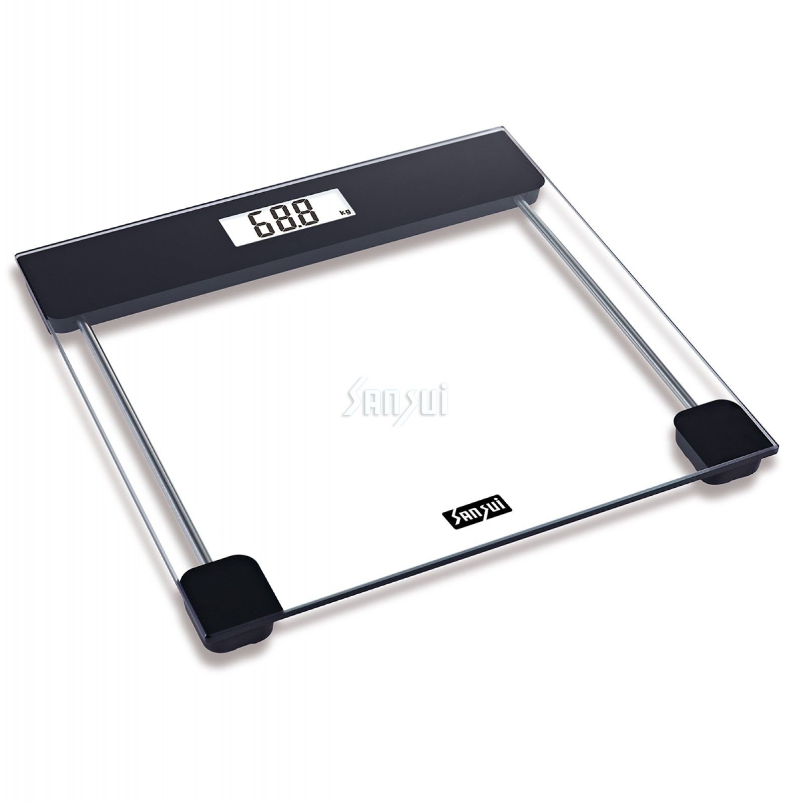  Sansui Personal Weighing Scale, Bathroom Weight Machine with Backlight LCD Display (180 kg, Transparent)